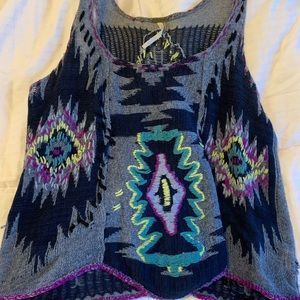 Free People Knit Aztec Top